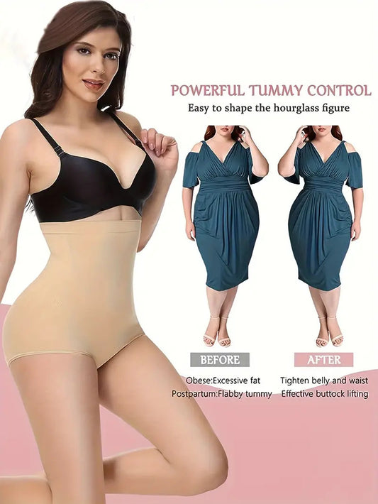 Seamless Ice Silk Tummy Control Underwear – High-Waist, Postpartum Shaping, Ultra-Thin & Invisible