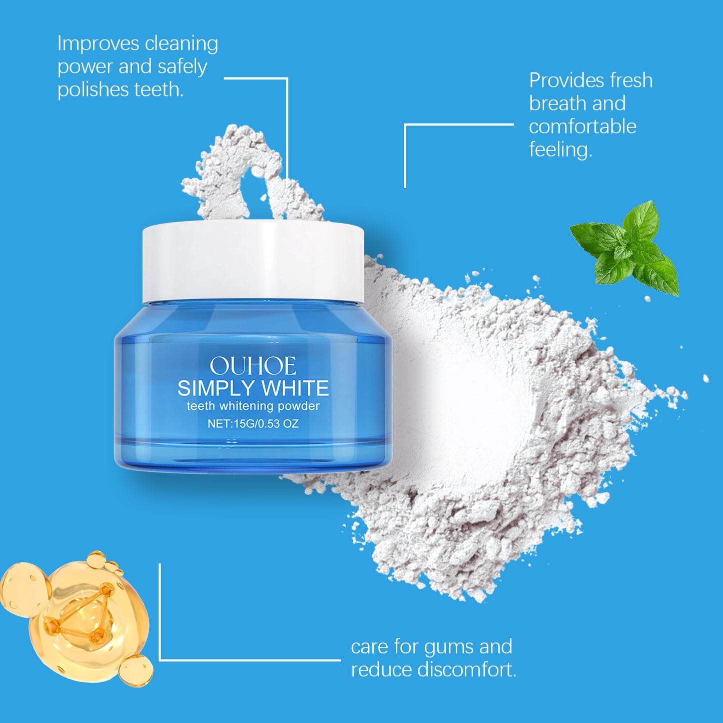 Merzuvo™ Teeth Whitening Powder – Removes Stains & Repairs Enamel