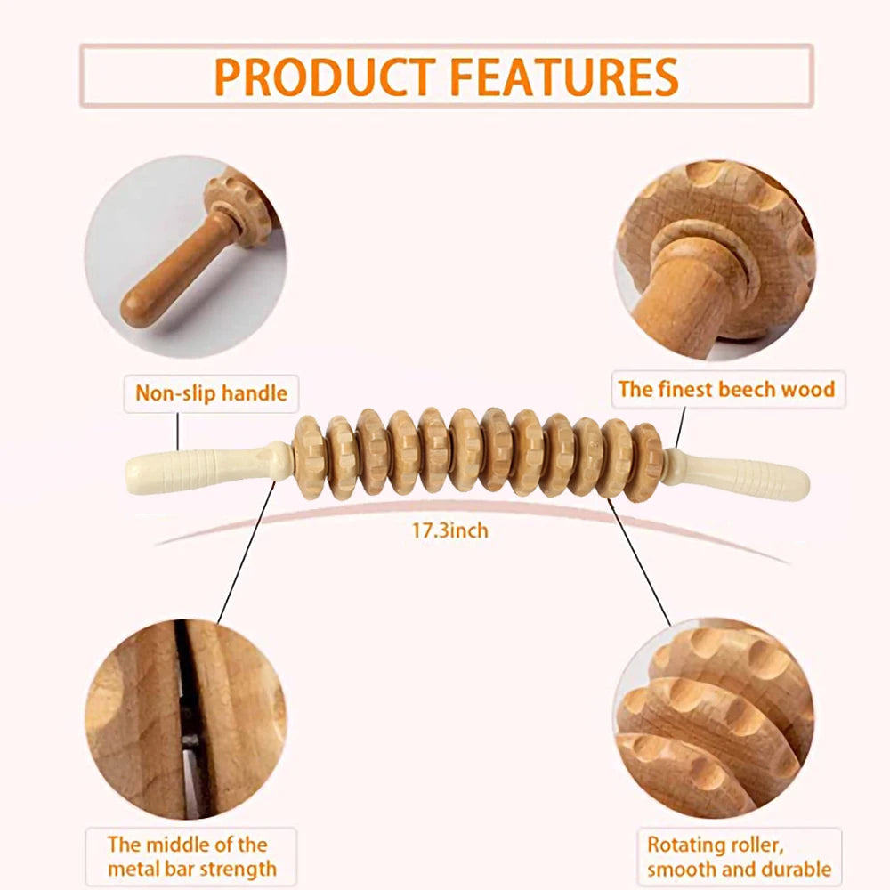 Flexible Wooden Roller – Target Hard-to-Reach Muscles