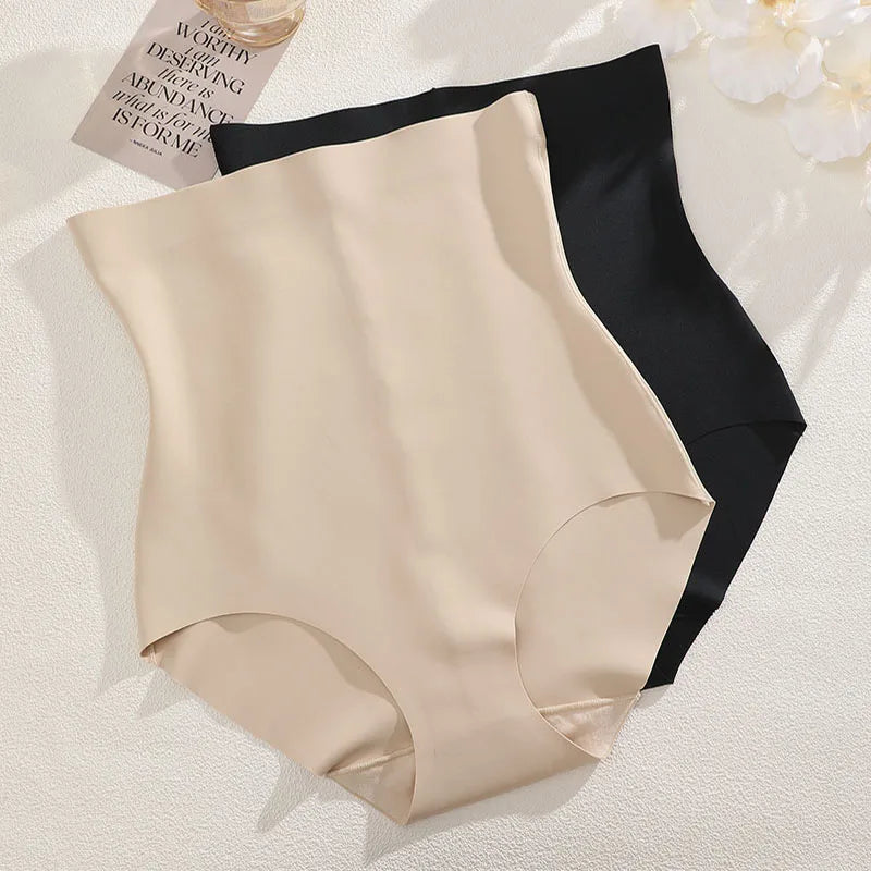 Seamless Ice Silk Tummy Control Underwear – High-Waist, Postpartum Shaping, Ultra-Thin & Invisible